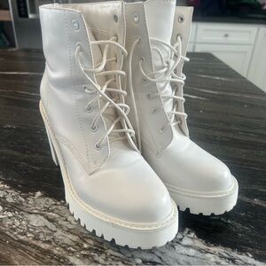 Madden Girl White Lace Up Boots